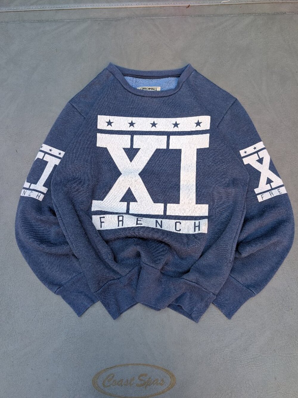 Jack & Jones Originals Vintage-Style Graphic Crewneck Sweatshirt Navy M Y2K